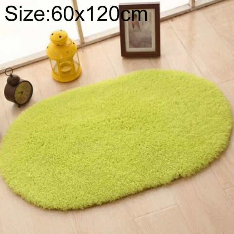 Faux Fur Rug Anti-slip Solid Bath Carpet Kids Room Door Mats Oval Bedroom Living Room Rugs, Size:60x120cm