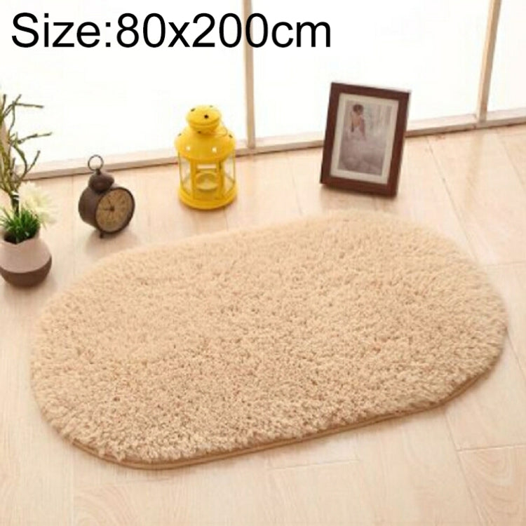 Faux Fur Rug Anti-slip Solid Bath Carpet Kids Room Door Mats Oval Bedroom Living Room Rugs, Size:80x200cm