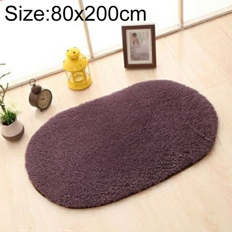 Faux Fur Rug Anti-slip Solid Bath Carpet Kids Room Door Mats Oval Bedroom Living Room Rugs, Size:80x200cm