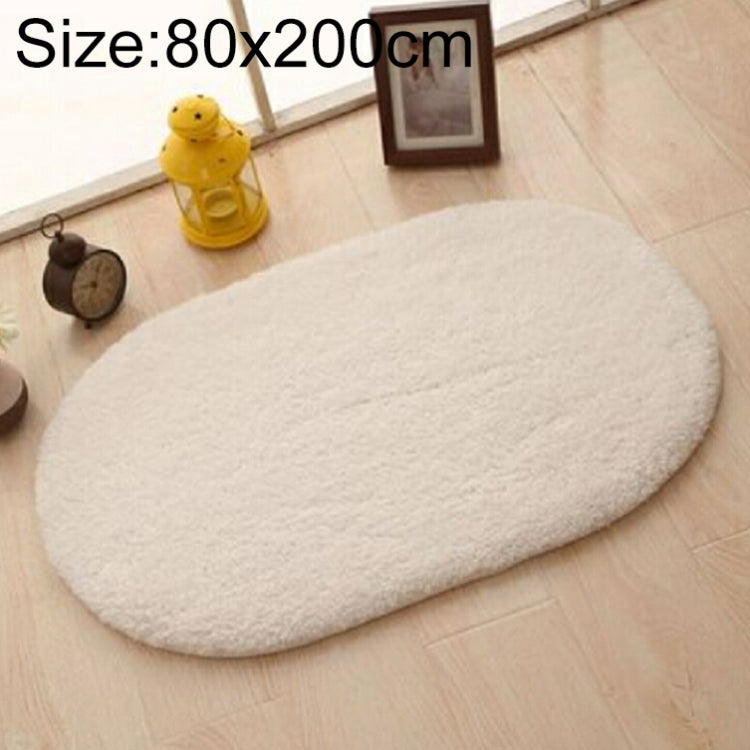 Faux Fur Rug Anti-slip Solid Bath Carpet Kids Room Door Mats Oval Bedroom Living Room Rugs, Size:80x200cm