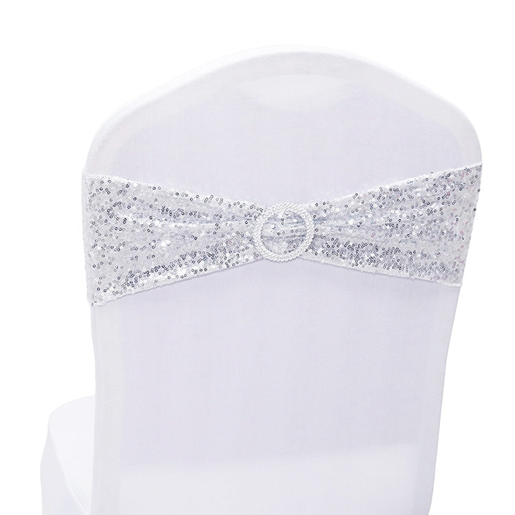 Elastic Glitter Chair Bow Ties Hotel Supplies Gold Chair Sash Sequin Event Banquet Party Wedding Chairs Decoration