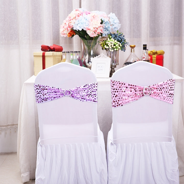 Elastic Glitter Chair Bow Ties Hotel Supplies Gold Chair Sash Sequin Event Banquet Party Wedding Chairs Decoration