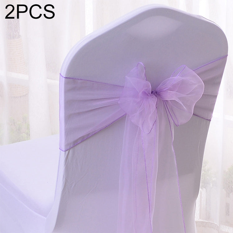 2 PCS Sheer Ribbon Organza Wedding Chair Decorations Sashes Belt Knot Chair Bow Bands Ties Chairs Wedding Banquet Supplies
