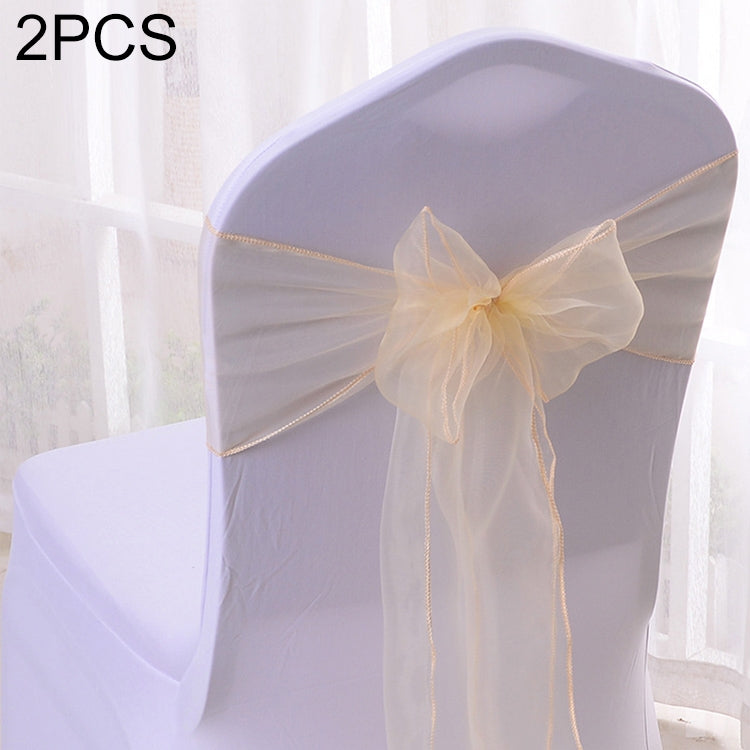 2 PCS Sheer Ribbon Organza Wedding Chair Decorations Sashes Belt Knot Chair Bow Bands Ties Chairs Wedding Banquet Supplies
