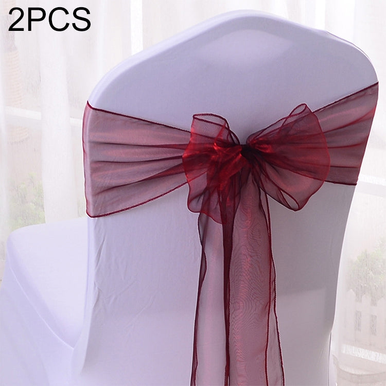 2 PCS Sheer Ribbon Organza Wedding Chair Decorations Sashes Belt Knot Chair Bow Bands Ties Chairs Wedding Banquet Supplies