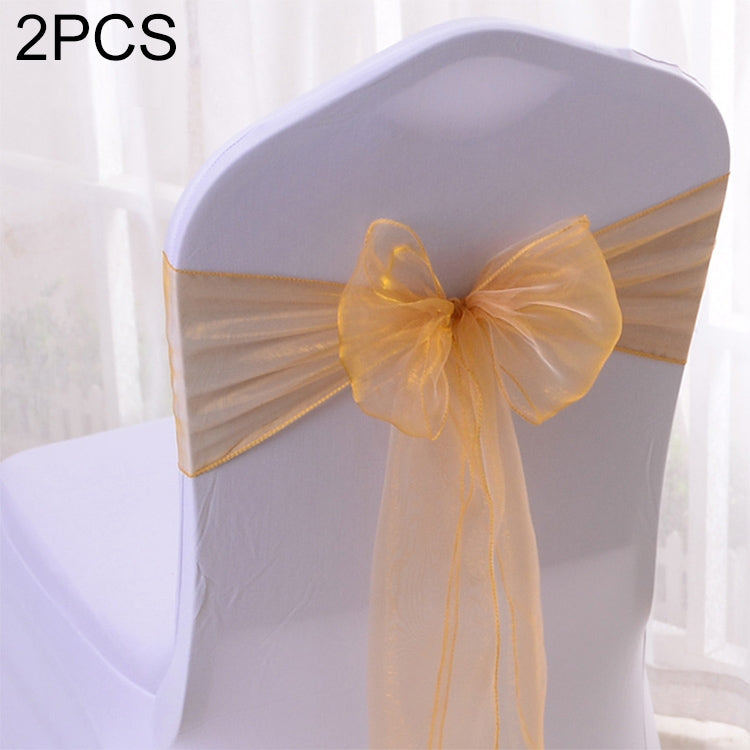 2 PCS Sheer Ribbon Organza Wedding Chair Decorations Sashes Belt Knot Chair Bow Bands Ties Chairs Wedding Banquet Supplies