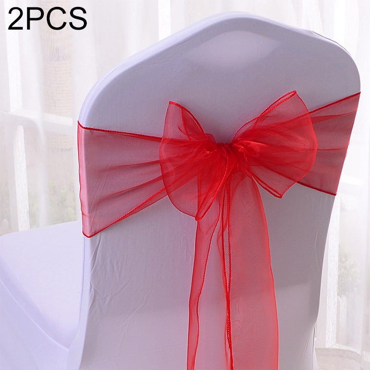 2 PCS Sheer Ribbon Organza Wedding Chair Decorations Sashes Belt Knot Chair Bow Bands Ties Chairs Wedding Banquet Supplies