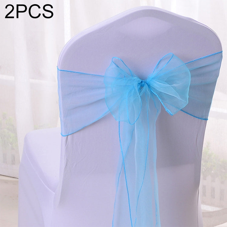 2 PCS Sheer Ribbon Organza Wedding Chair Decorations Sashes Belt Knot Chair Bow Bands Ties Chairs Wedding Banquet Supplies