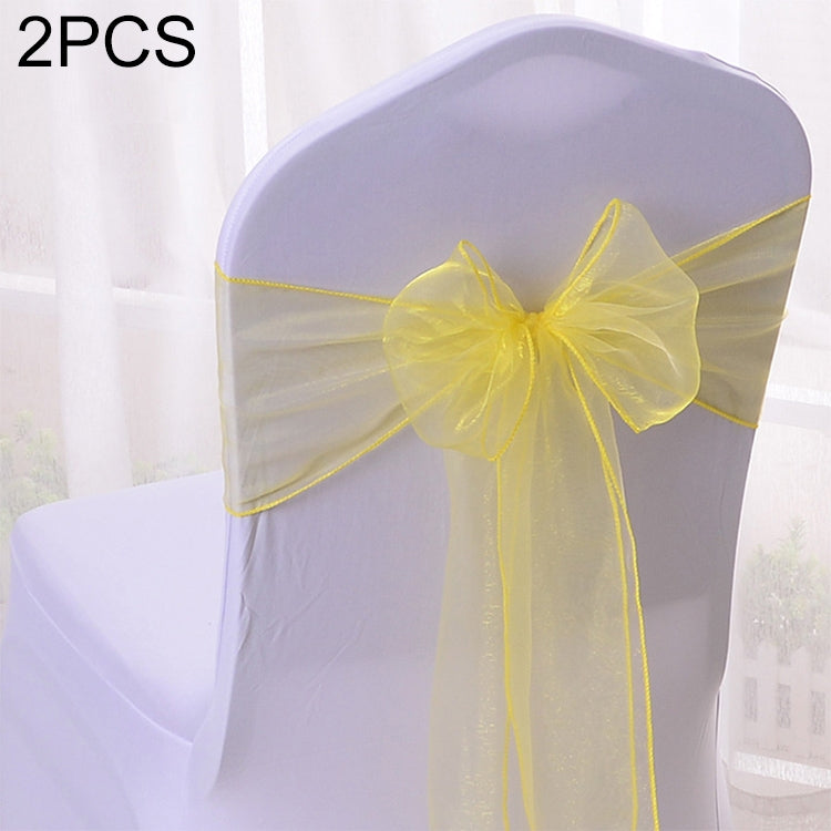 2 PCS Sheer Ribbon Organza Wedding Chair Decorations Sashes Belt Knot Chair Bow Bands Ties Chairs Wedding Banquet Supplies