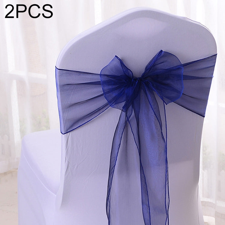 2 PCS Sheer Ribbon Organza Wedding Chair Decorations Sashes Belt Knot Chair Bow Bands Ties Chairs Wedding Banquet Supplies