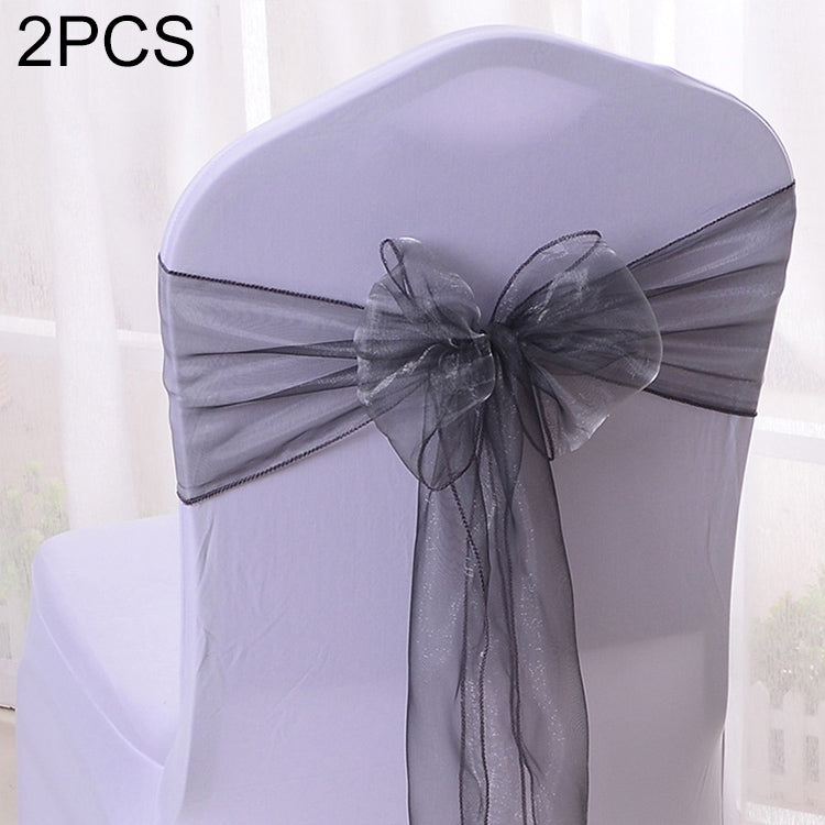 2 PCS Sheer Ribbon Organza Wedding Chair Decorations Sashes Belt Knot Chair Bow Bands Ties Chairs Wedding Banquet Supplies