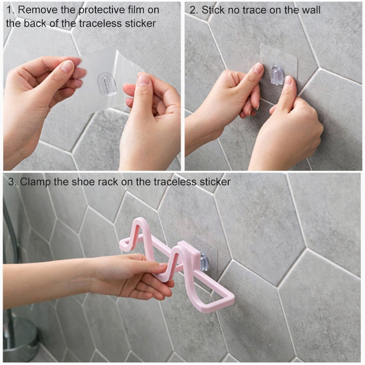 Bathroom Bedroom Seamless Sticker Wall Hanging Slippers Storage Rack Shelf Organizer