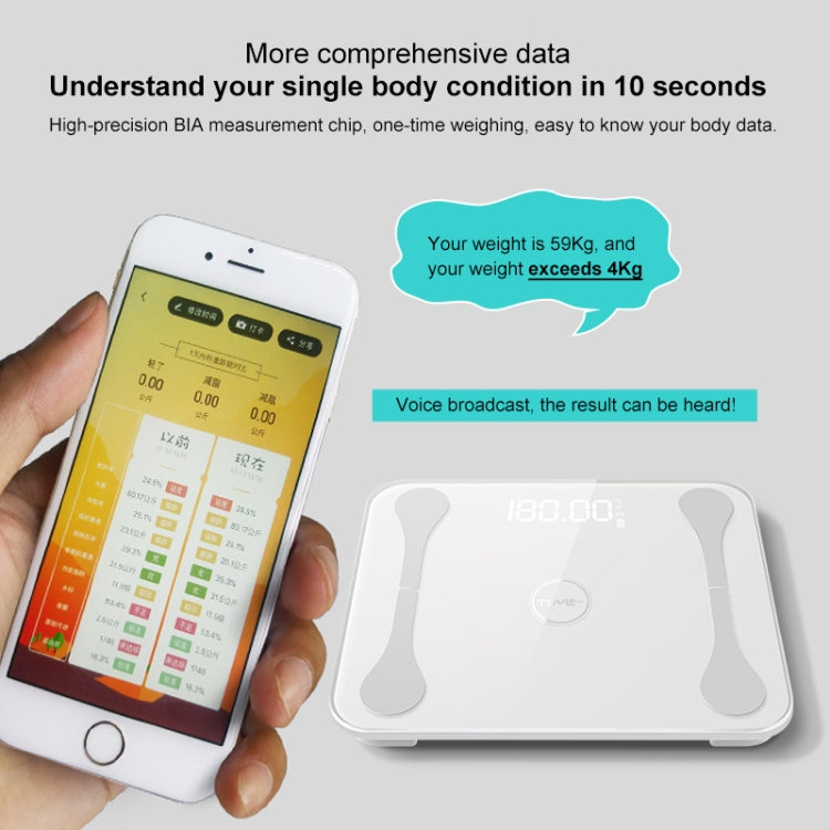 TUY Multifunctional Bluetooth Smart USB Mini Electronic Scale Weight Scale, Style:USB Charging Version(White)