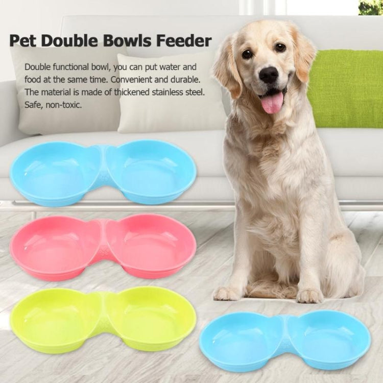 2 PCS Durable Candy-colored Plastic Pet Double Bowl Cat Dog Bowl,Random Color Delivery