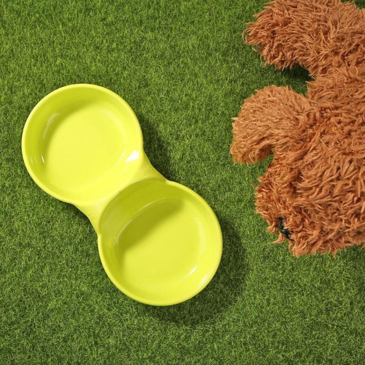 2 PCS Durable Candy-colored Plastic Pet Double Bowl Cat Dog Bowl,Random Color Delivery