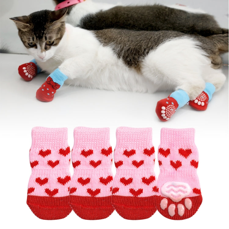 2 Pairs Pet Dog Puppy Cat Shoes Slippers Non-Slip Socks Pet Cute Indoor for Small Dogs Cats Snow Boots Socks, Size:S