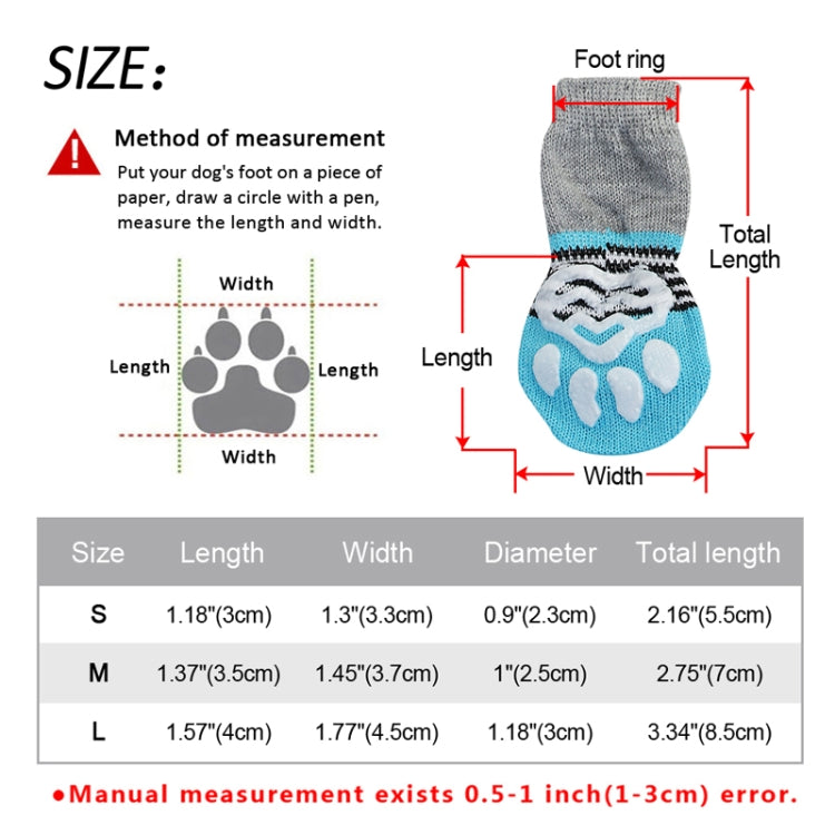 2 Pairs Pet Dog Puppy Cat Shoes Slippers Non-Slip Socks Pet Cute Indoor for Small Dogs Cats Snow Boots Socks, Size:M