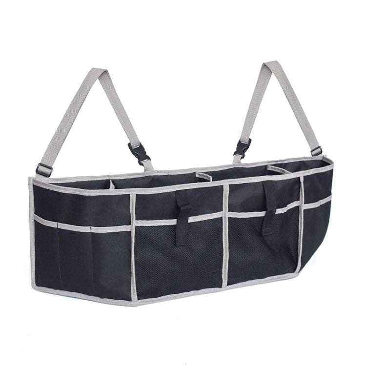 Gray Edging Foldable Multifunctional Long Car Seat Back Storage Bag(Black + Gray Edging)