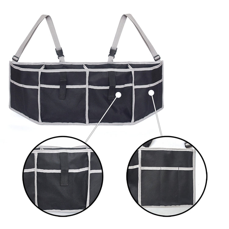 Gray Edging Foldable Multifunctional Long Car Seat Back Storage Bag(Black + Gray Edging)