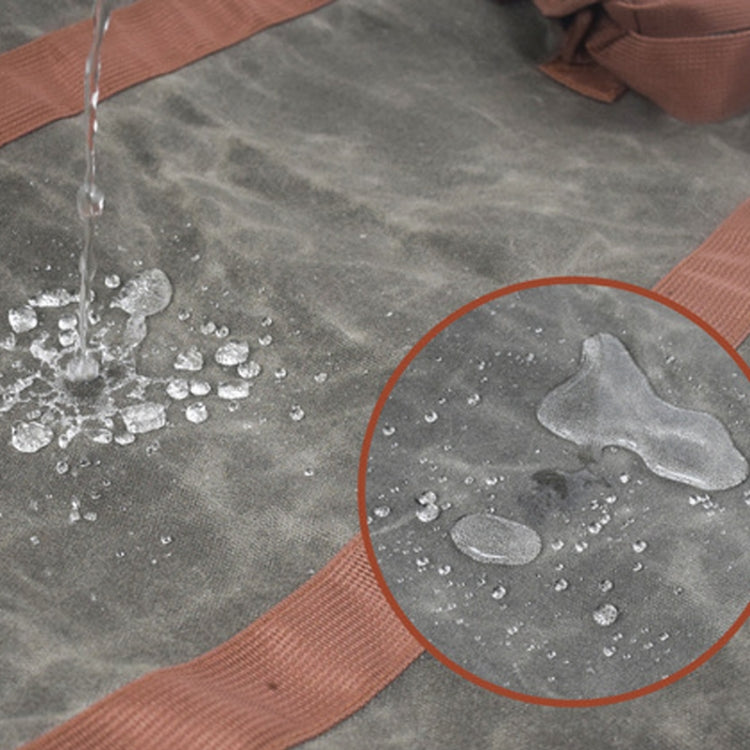 One Shoulder Portable Dual-use Waterproof Waxed Canvas Double Handle Wear-resistant Logging Bag(Gray-green)