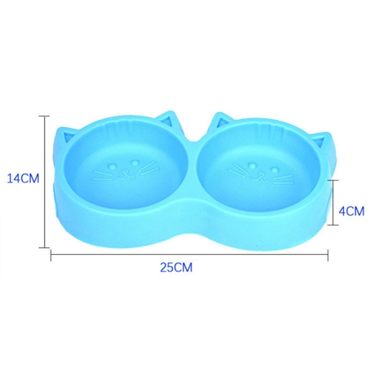 Dog and Cat Face Printed Double Bowl Plastic Food Bowl Pet Products
