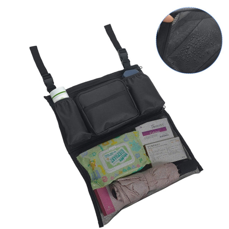 Large Capacity Six-pocket Wheelchair Stroller Storage Bag(Black)