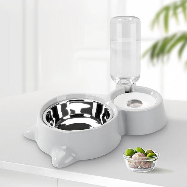 Pet Supplies Automatic Waterer Cat and Dog Food Bowl Double Bowl