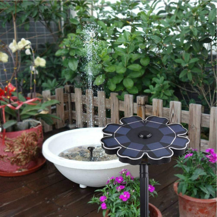 Outdoor Garden Pond Decoration Solar Panel Waterproofly Inserted Floating Petal Fountain(Black)