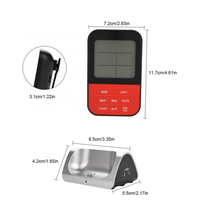 LCD Digital Food Thermometer with Dual Probe Sensors Timer
