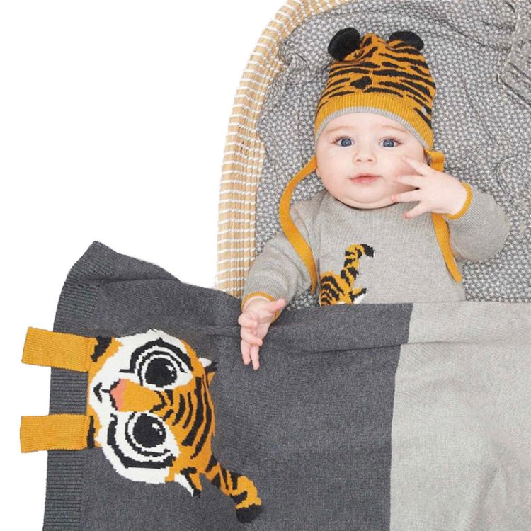 Children Cartoon Tiger Knitted Blanket