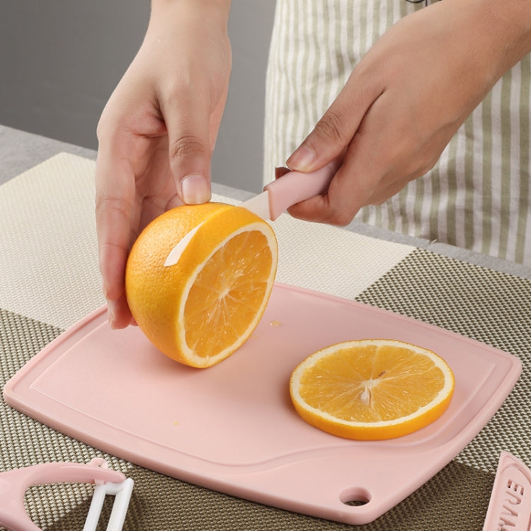 3 in 1Ceramic Fruit Knife Peeler Cutting Board Household Kitchen Tools Set(Pink)