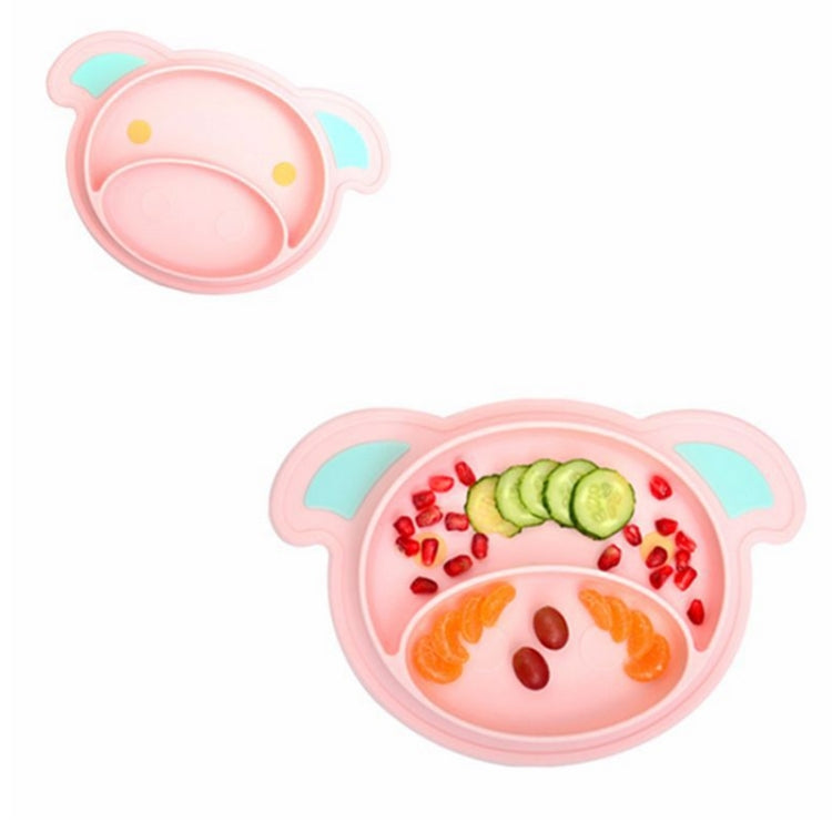 3 PCS Cartoon Cute Pig Baby Feeding Dishes Infant Silicone Plate Bowls Tableware