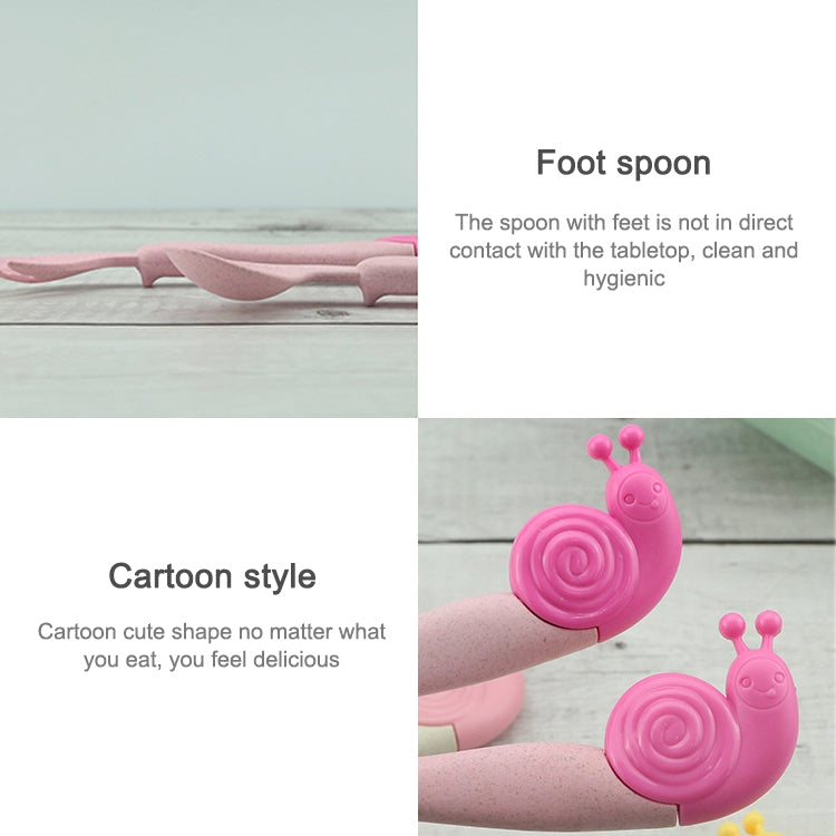 2 SET Wheat Children Portable Non-Slip Elbow Spoon Fork