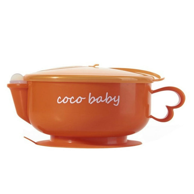 Children Stainless Steel Water Suction Cup Bowl(Orange)