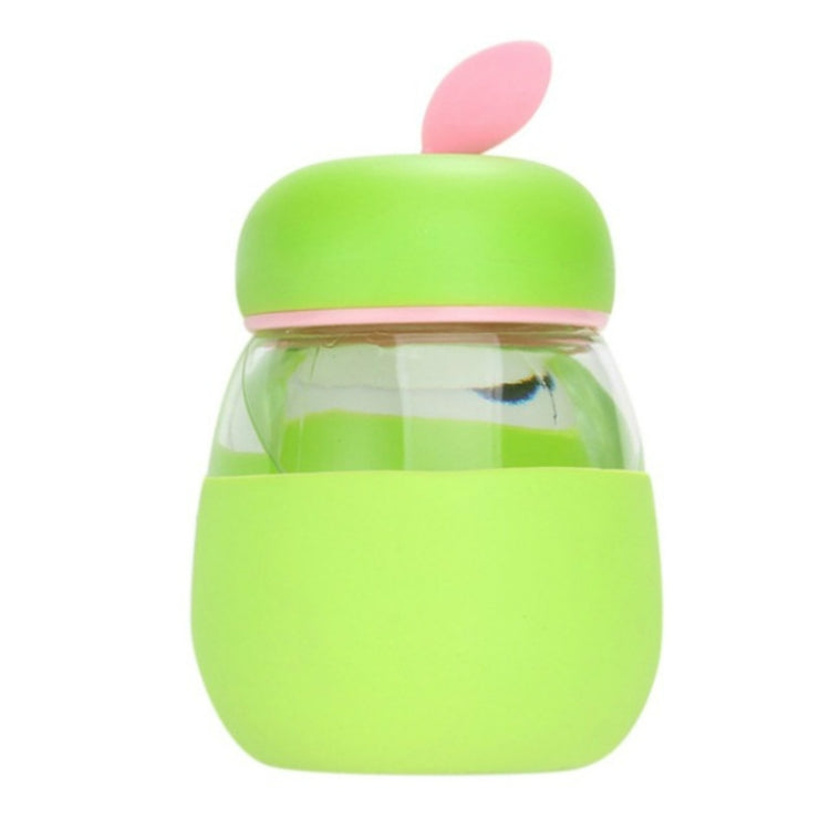 Cute Glass Leak-proof Cup Baby Drinkware Green Leaf Fruit Cup Silicone Sheathed Water Cup