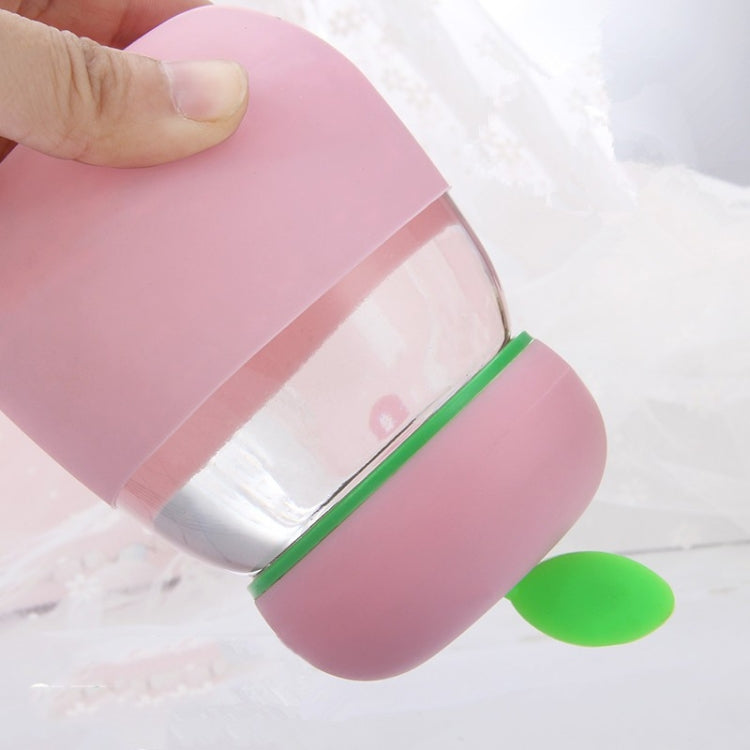 Cute Glass Leak-proof Cup Baby Drinkware Green Leaf Fruit Cup Silicone Sheathed Water Cup