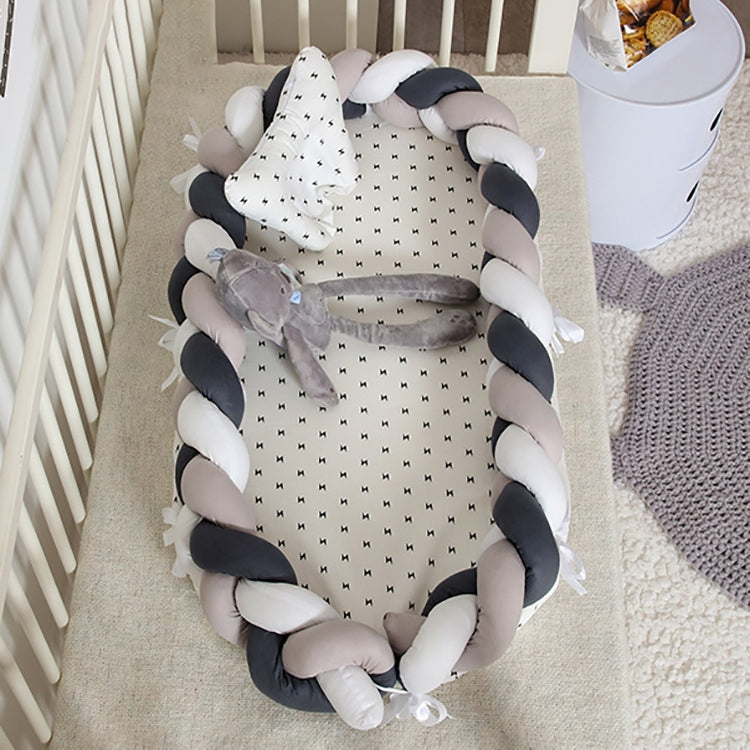Cotton Woven Folding Portable Crib Bed Bionic Removable and Washable Manual Fence Three-dimensional Protective Crib