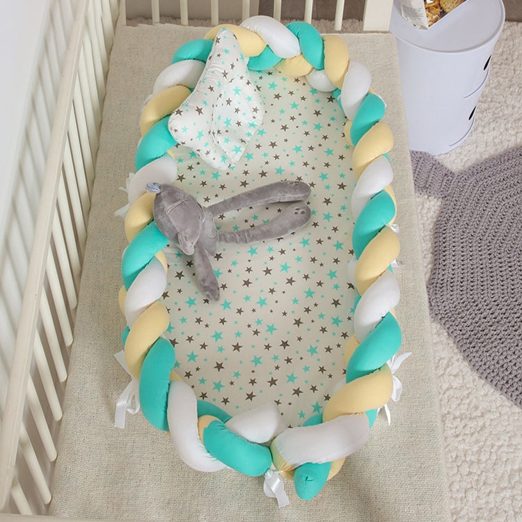 Cotton Woven Folding Portable Crib Bed Bionic Removable and Washable Manual Fence Three-dimensional Protective Crib