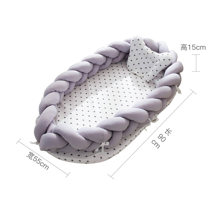 Cotton Woven Folding Portable Crib Bed Bionic Removable and Washable Manual Fence Three-dimensional Protective Crib