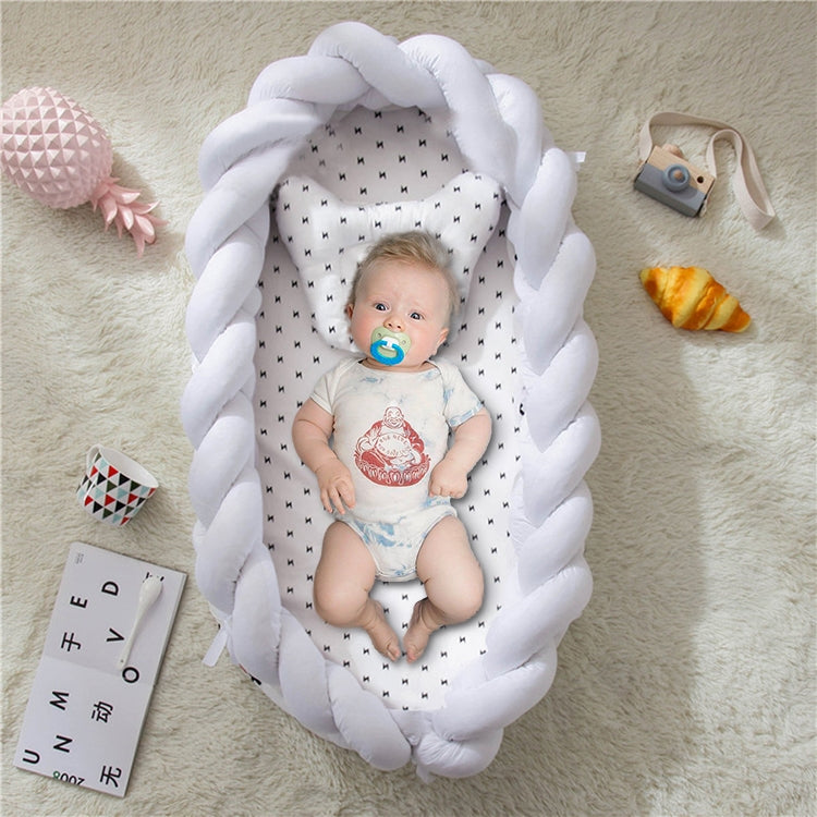 Cotton Woven Folding Portable Crib Bed Bionic Removable and Washable Manual Fence Three-dimensional Protective Crib