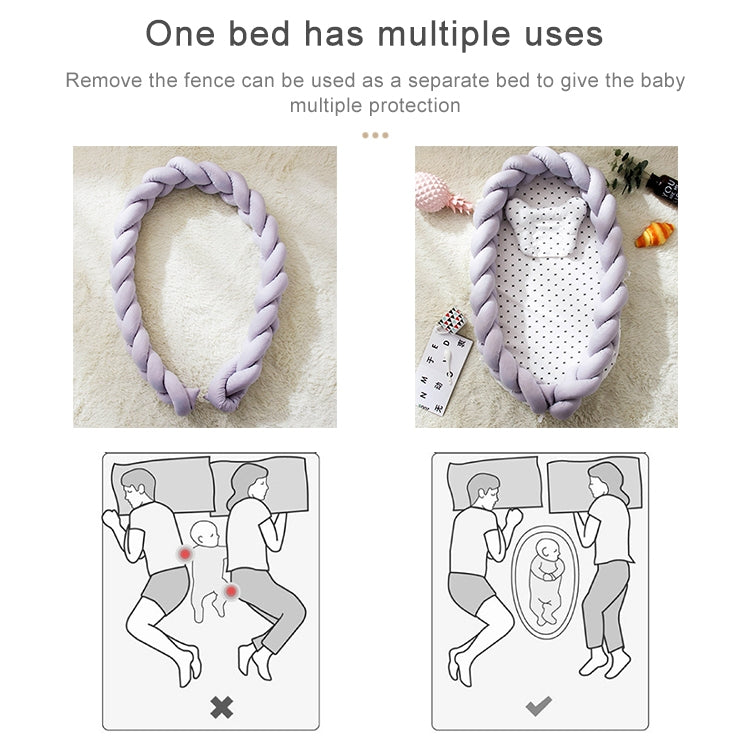 Cotton Woven Folding Portable Crib Bed Bionic Removable and Washable Manual Fence Three-dimensional Protective Crib