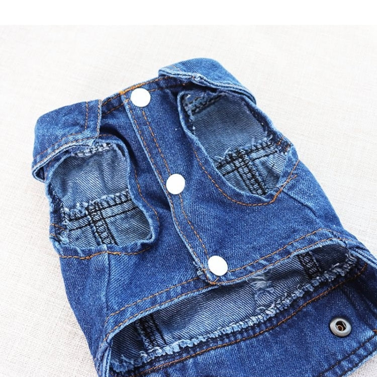 Retro Personality Denim Small Vest Pet Dog Clothes Pet Jacket, Size:S