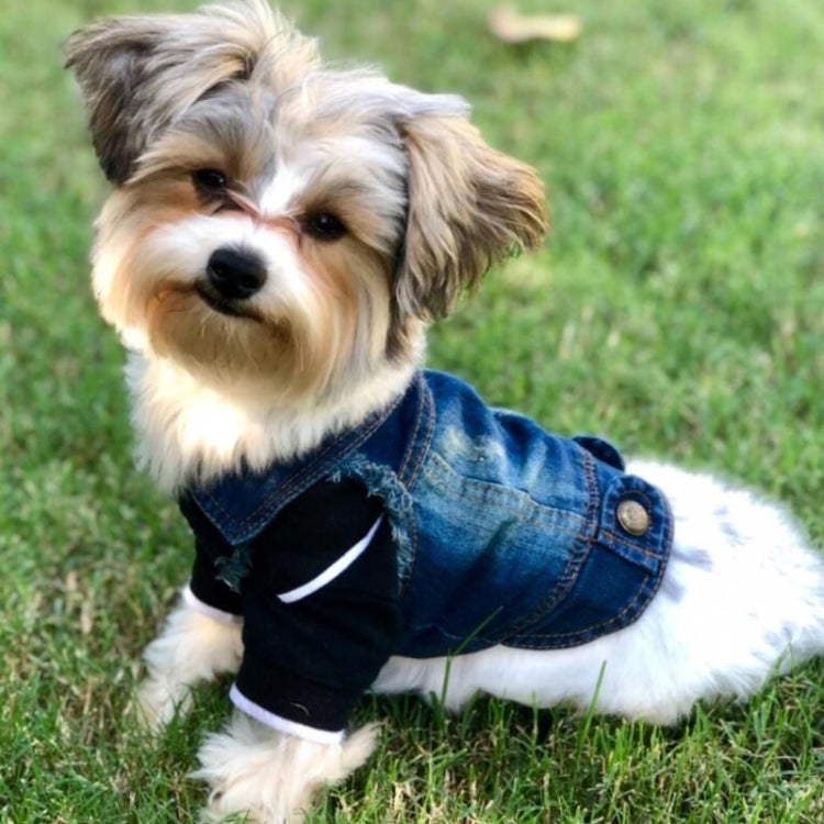 Retro Personality Denim Small Vest Pet Dog Clothes Pet Jacket, Size:M