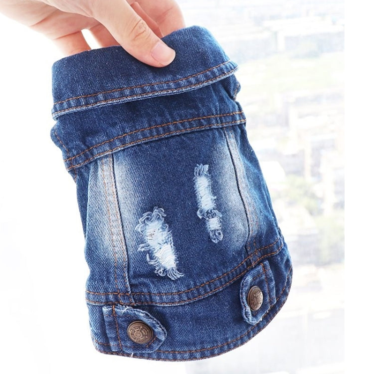 Retro Personality Denim Small Vest Pet Dog Clothes Pet Jacket, Size:L