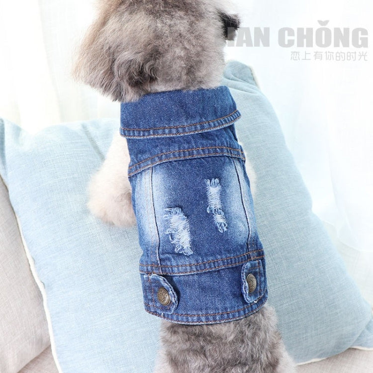Retro Personality Denim Small Vest Pet Dog Clothes Pet Jacket, Size:XL