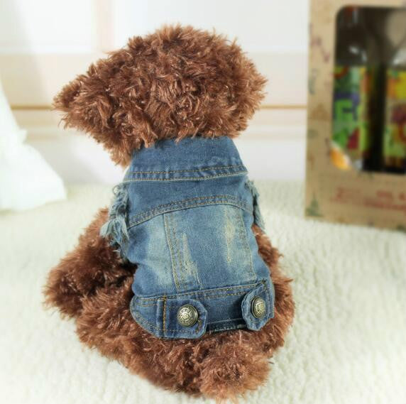 Retro Personality Denim Small Vest Pet Dog Clothes Pet Jacket, Size:XXL(Dark Blue)