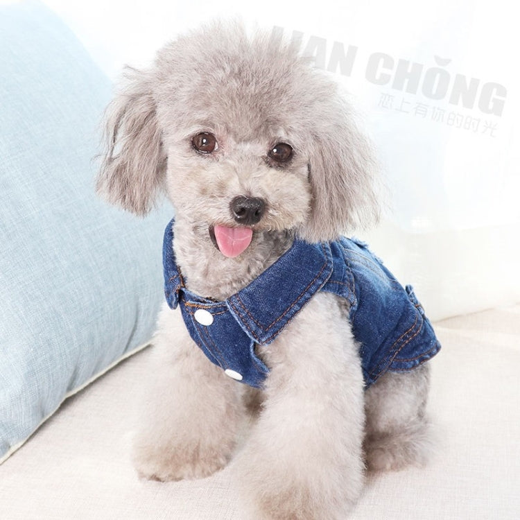 Retro Personality Denim Small Vest Pet Dog Clothes Pet Jacket, Size:XS