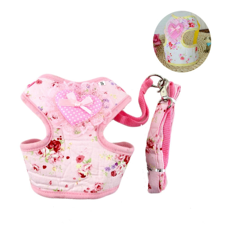 Pet Cat Dog Harness Floral Dog Vest Walking Leads Leash, Size:L