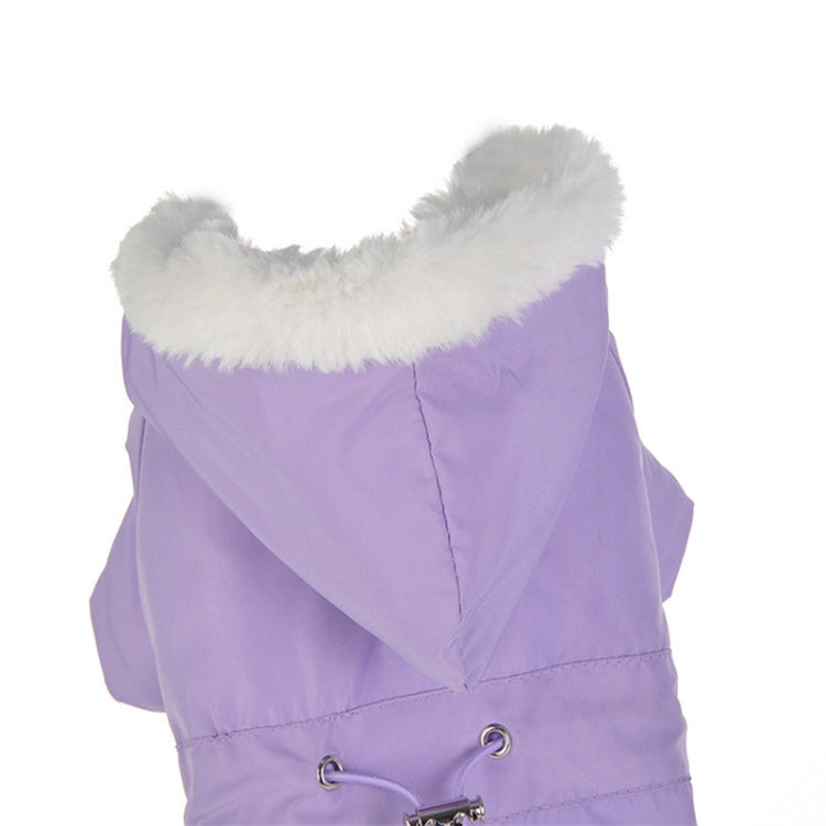 Pet Clothes Fur Collar Waist Down Cotton Padded Dog Coat, Size:M