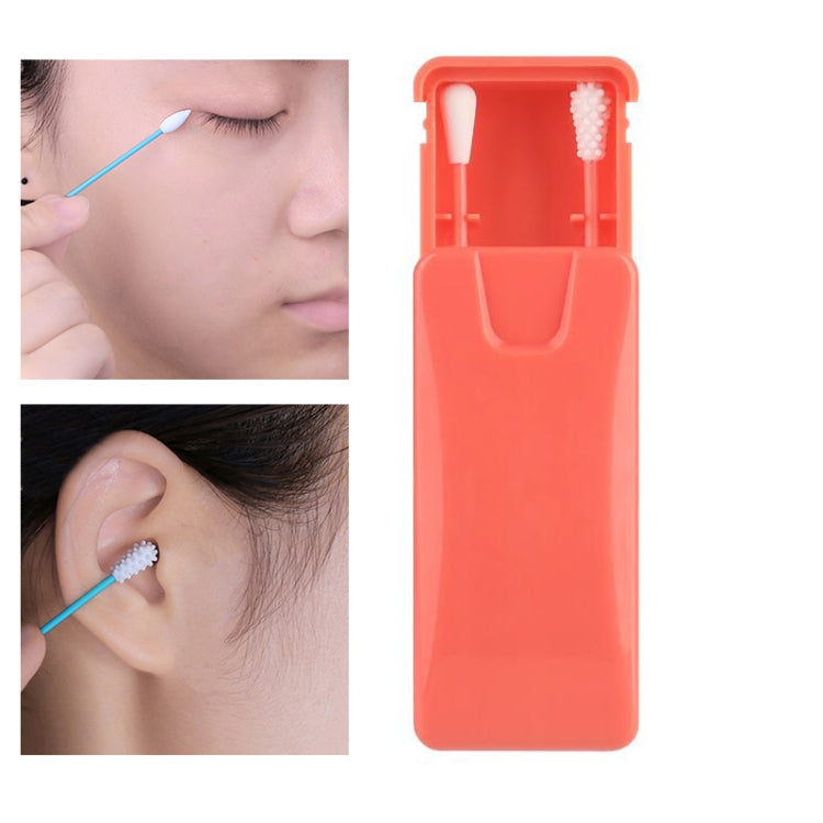 2 in 1 Ear Cleaning Cosmetic Silicone Buds Double-headed Recycling Cleaning Makeup Swabs Sticks